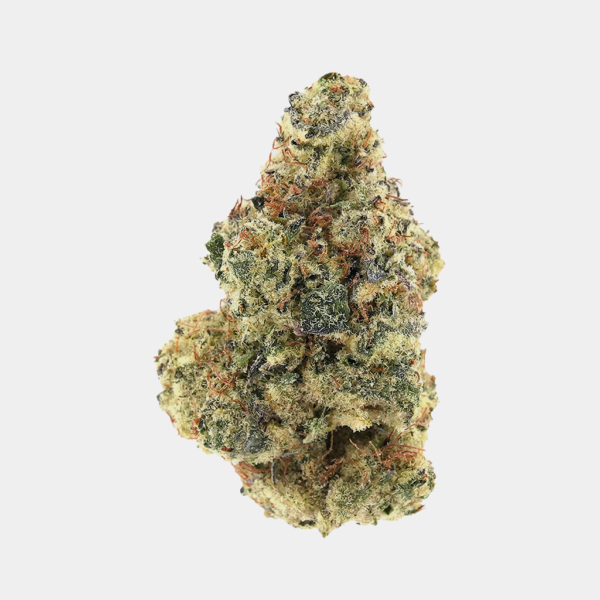 Cap Junky Top Shelf THCa flower from BOOM, featuring strong citrus aroma, frosty, dense buds with shades of green