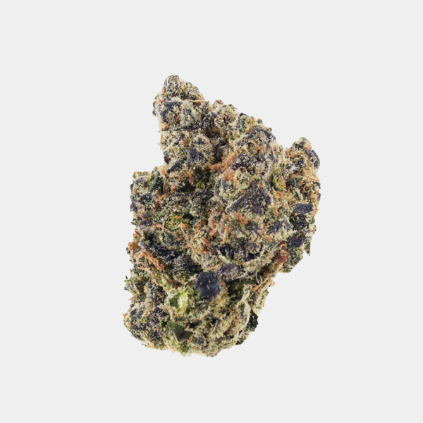 Chimera, Top Shelf THCa flower from BOOM, showing dense, trichrome rich buds with green and purple hues, fresh citrus aroma